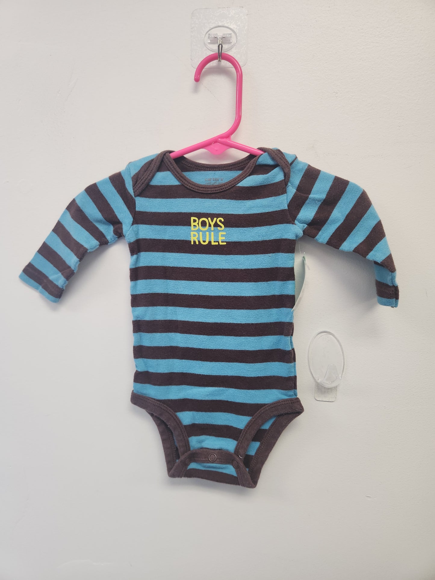 Brown/Blue Striped Carters Longsleeve Onesie, 3M B