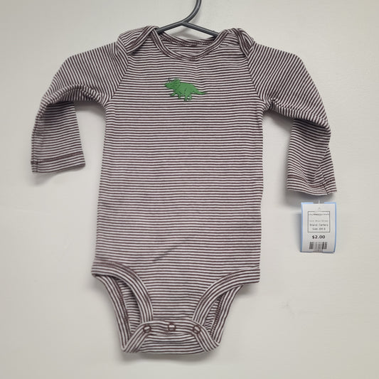 Brown Striped Carters Long Sleeve Dino Onesie, 6M B
