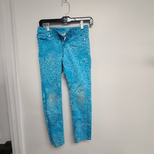 turquoise Justice Paisey Print Jeans, 10 G