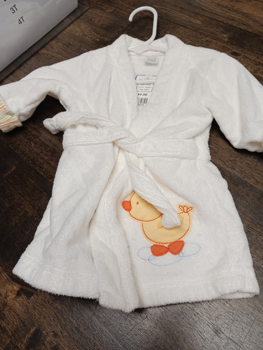 white Carters Duck Bath Robe 0-9m, NB G