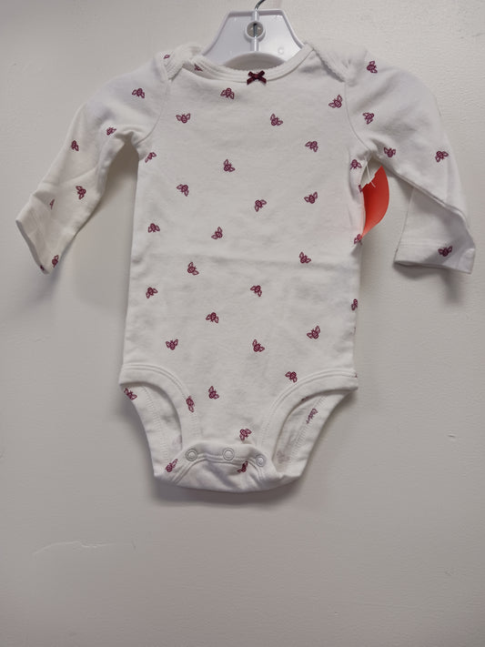 white/Burgandy Carters Long Sleeve Bees Onesie, 6M G