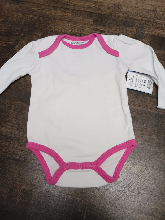 White/Pink Buster Brown Longsleeve Onesie, 3M G