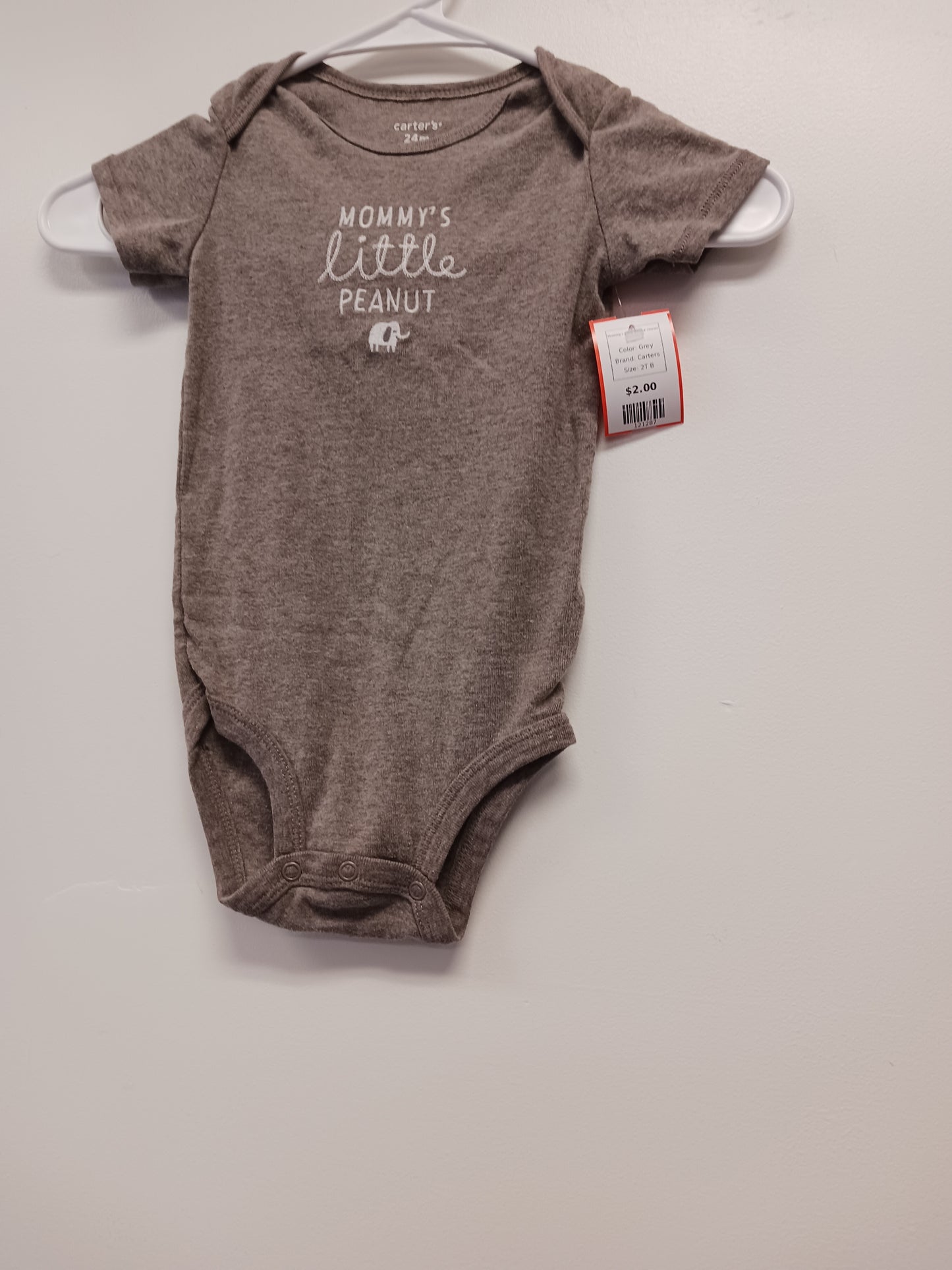 Grey Carters Mommy's Little Peanut Onesie, 2T B