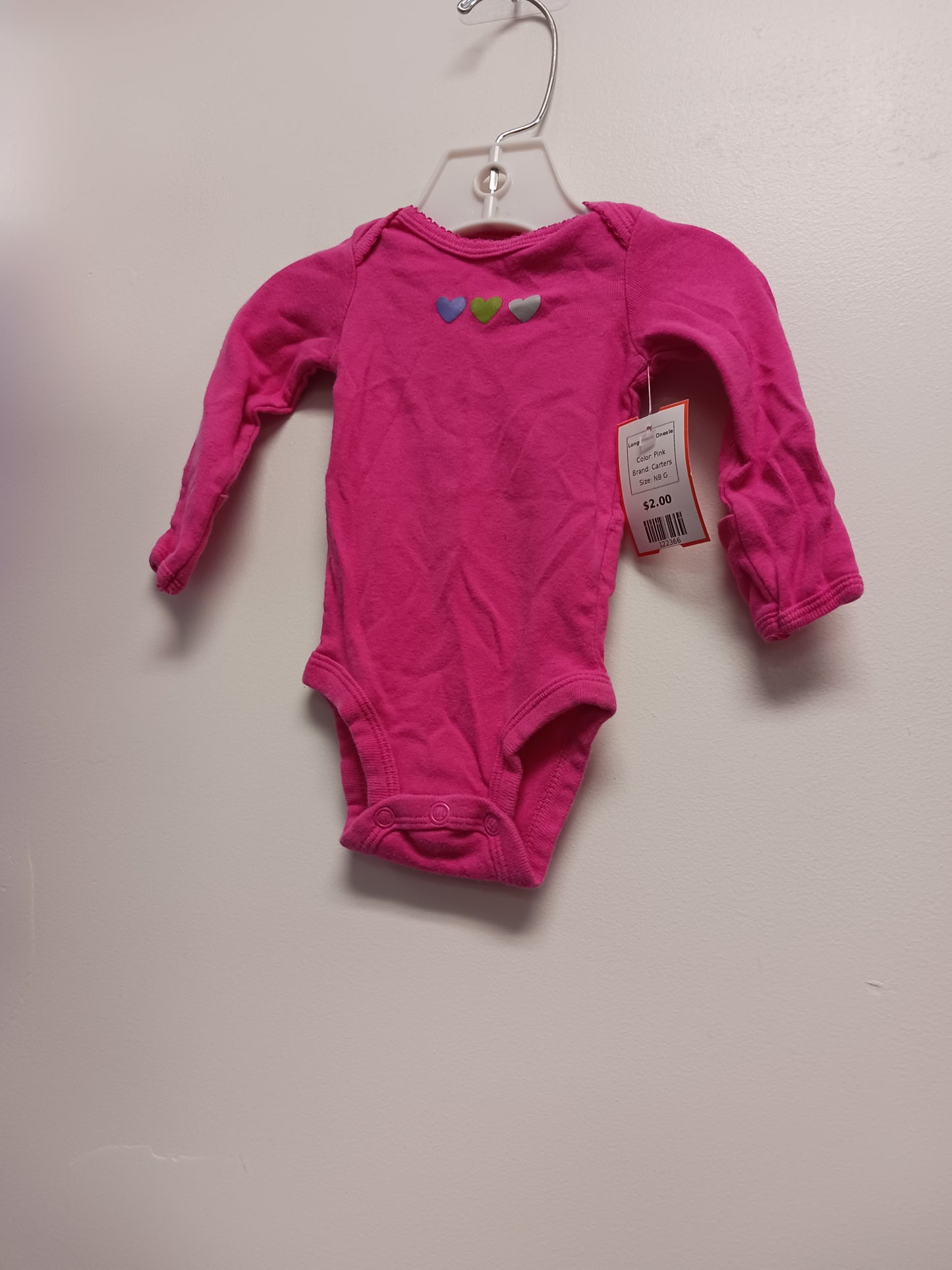 Pink Carters Longsleeve Onesie, NB G