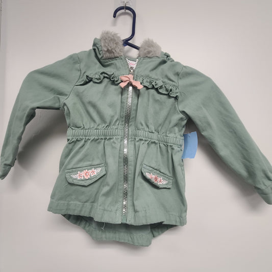 green Little Lass Jacket w/ fur trim Hood, 4T G