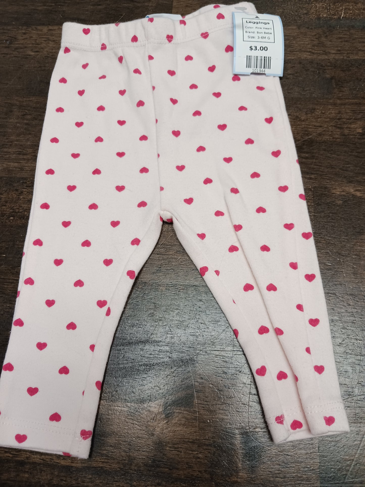 Pink Heart Bon Bebe Leggings, 3-6M G