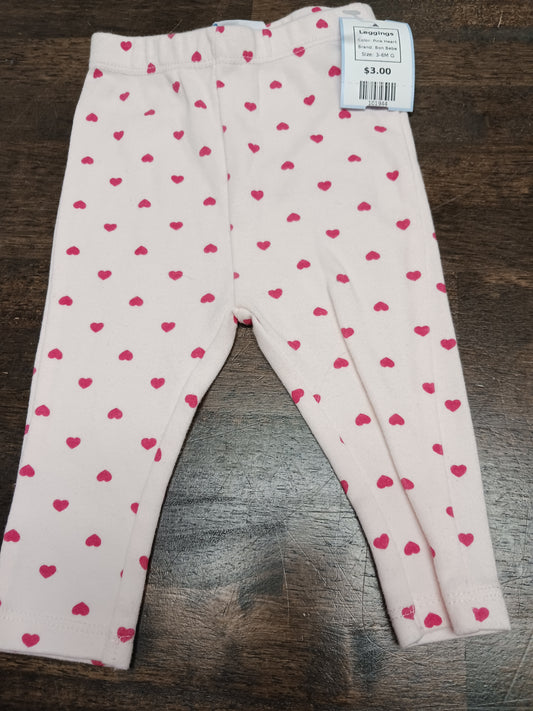 Pink Heart Bon Bebe Leggings, 3-6M G
