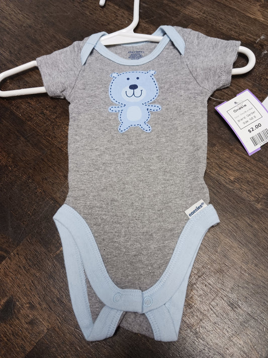 Grey/Blue Bear Gerber Onesie, NB B