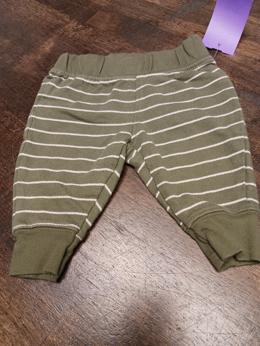 Green/White Striped Carters Pants, 3M B