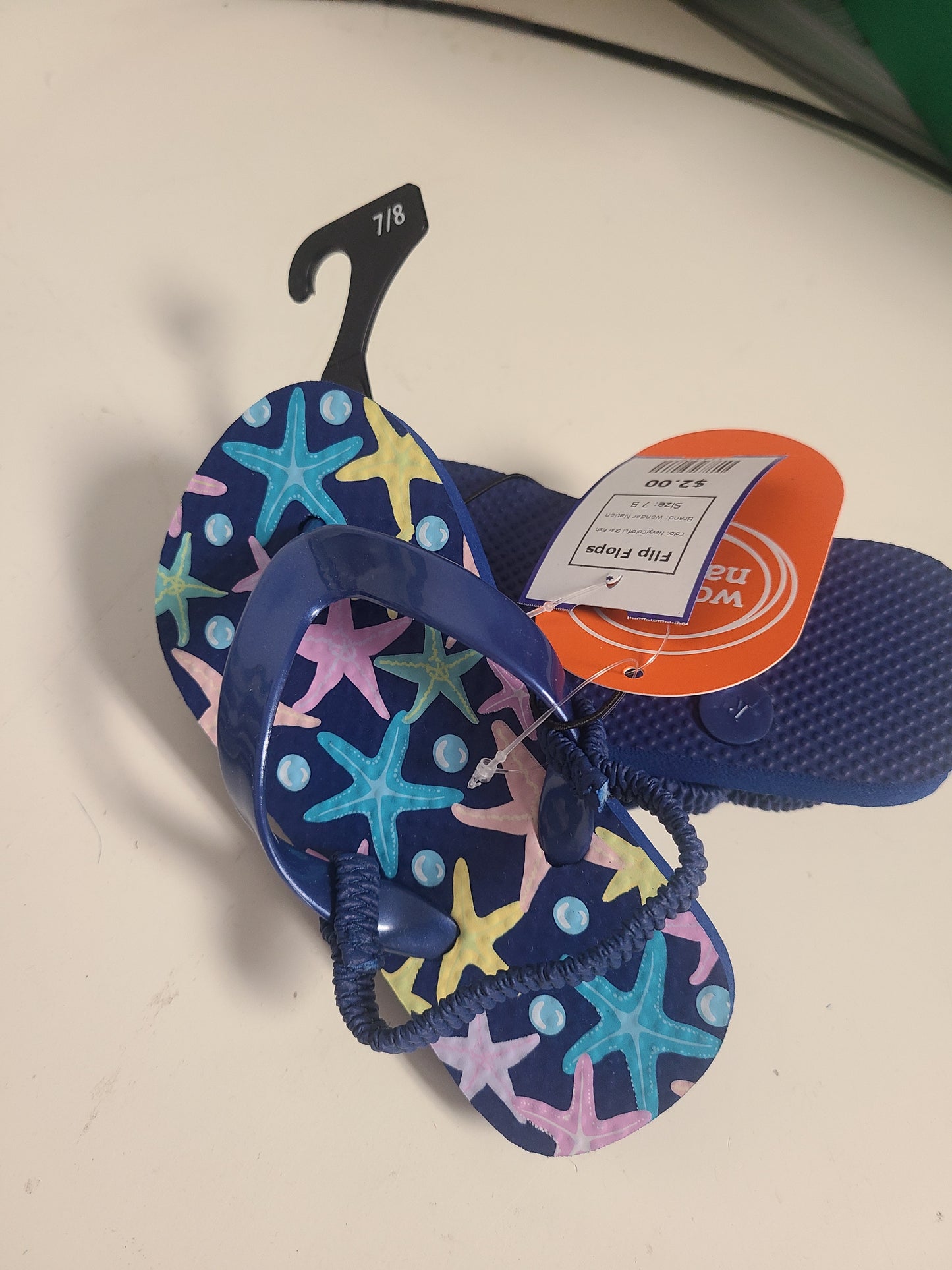 Navy/Colorful Star Fish Wonder Nation Flip Flops, 7 B