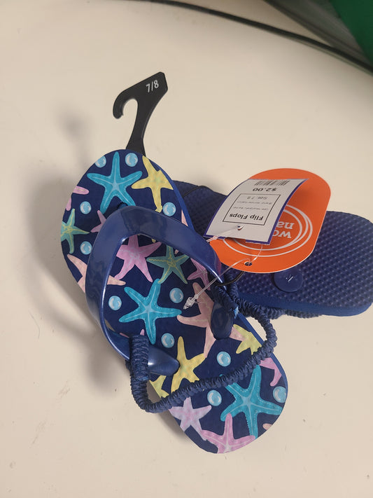 Navy/Colorful Star Fish Wonder Nation Flip Flops, 7 B
