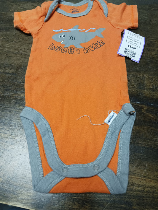 orange Gerber Beach Bum Onesie 0-3m, NB B