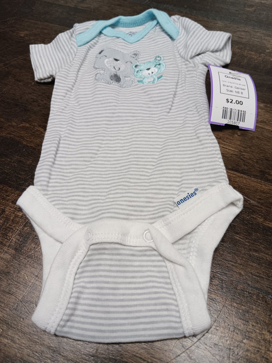 Grey/White Striped Gerber Onesie, NB B