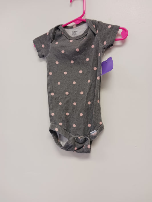 Grey/Pink Polka Dot Gerber Onesie, 12M G