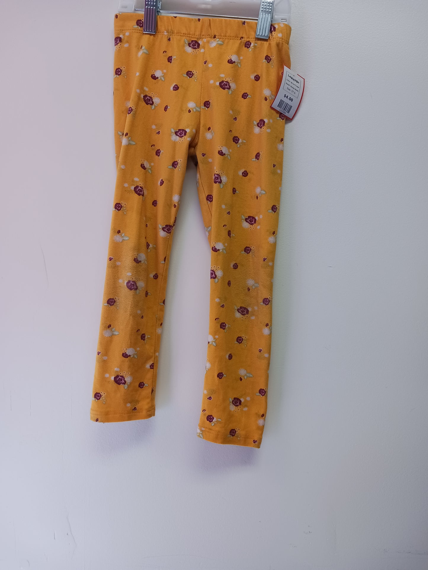 Yellow Flower Young Hearts Leggings, 5T G