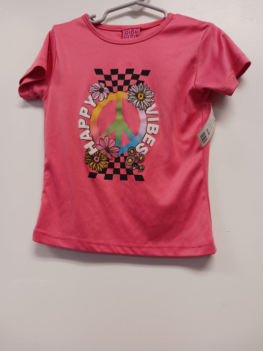 pink Pink Dot Girls Peace Sign Shirt, 4T G