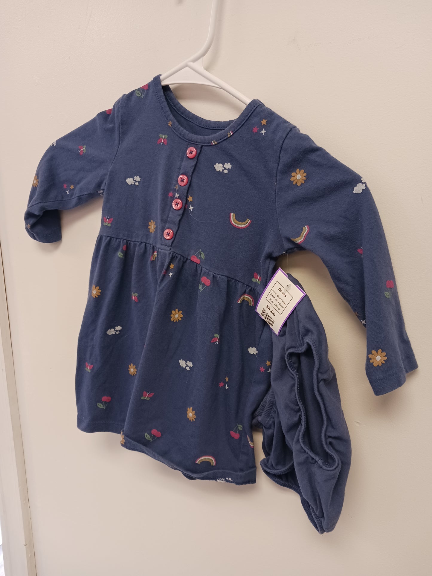 Blue Flower Okie Dokie Dress, 18M G