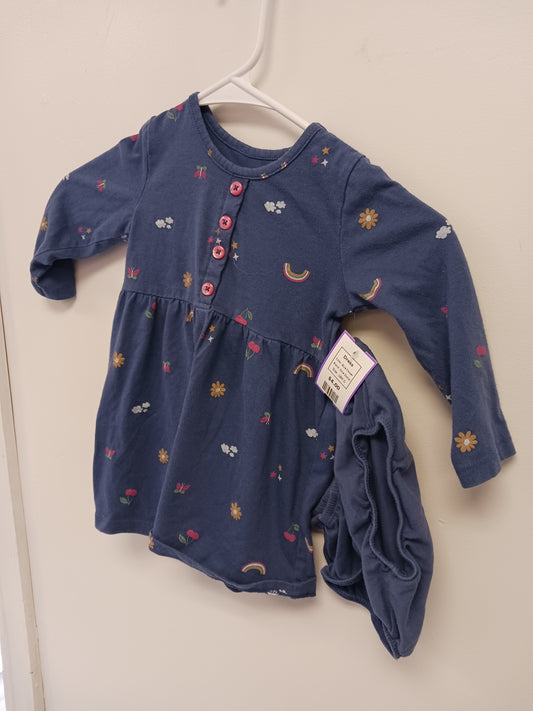 Blue Flower Okie Dokie Dress, 18M G