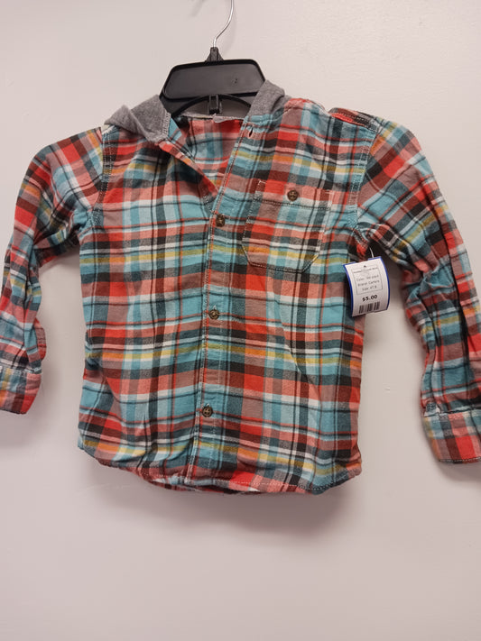 red plaid Carters Hooded Flannel Shirt, 4T B