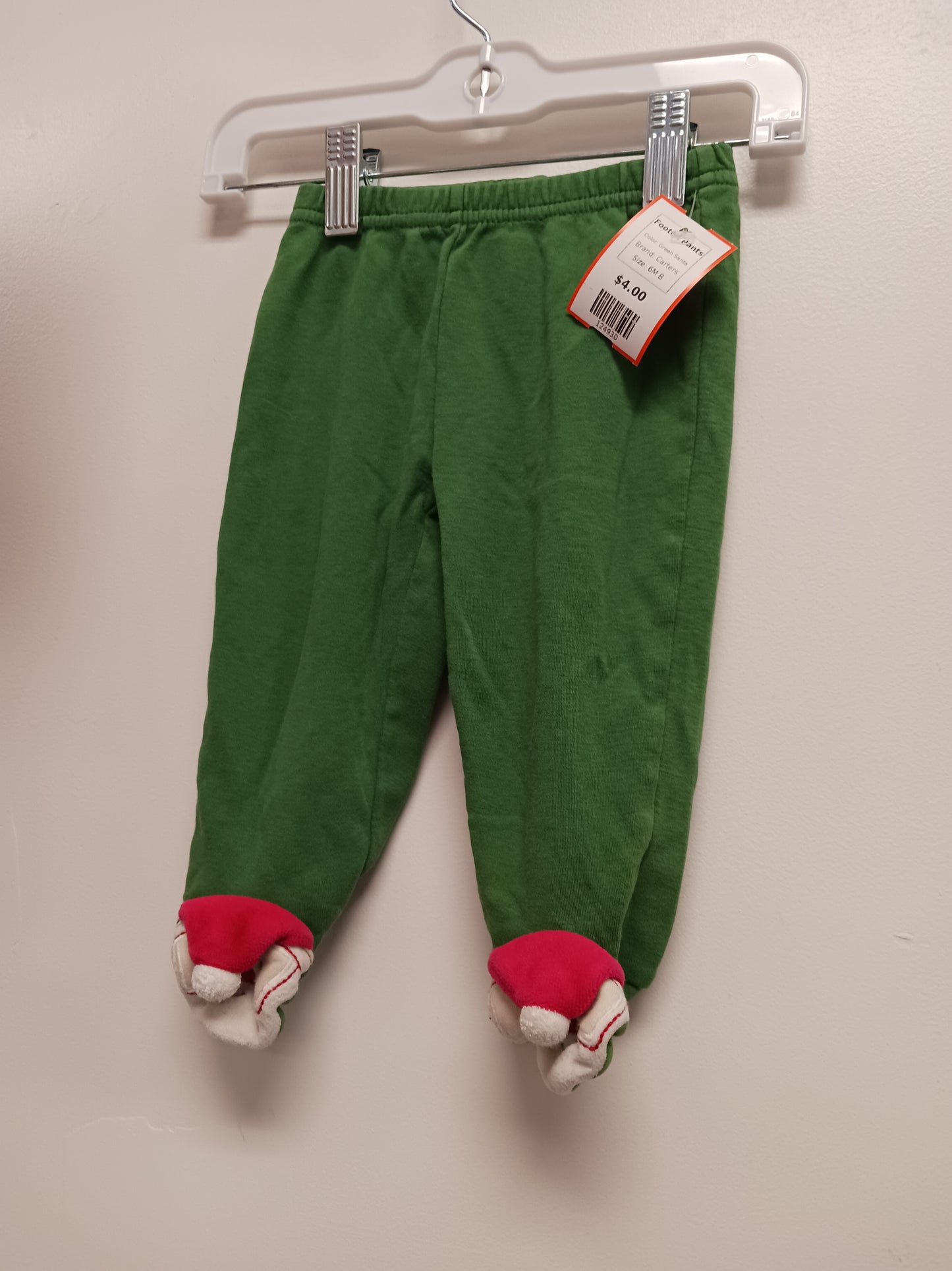 Green Santa Carters Footed Pants, 6M B
