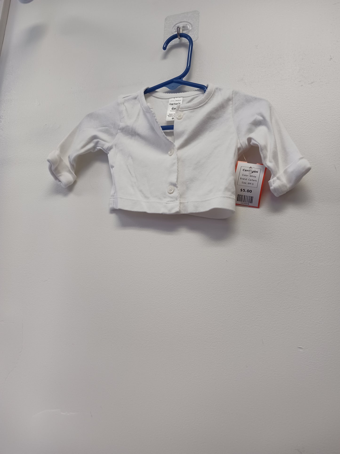 White Carters Cardigan, 6M G