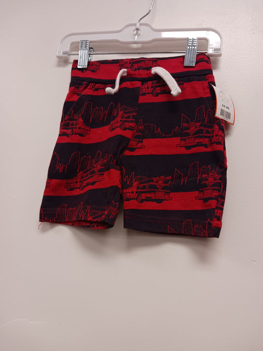 Red/Navy Fire Trucks 10 Threads Shorts, 2T B
