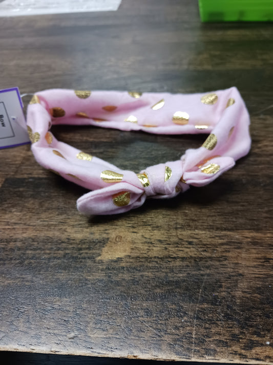 Pink/Gold Polka Dot  Bow