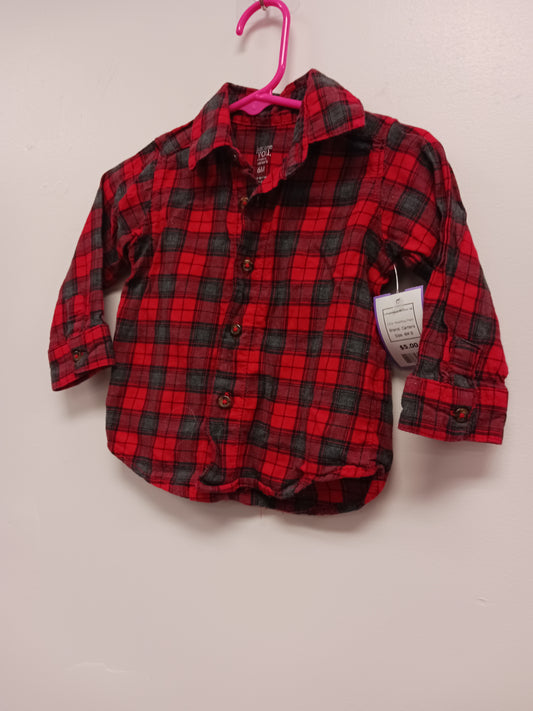 Red/Grey Plaid Carters Longsleeve Button Up, 6M B