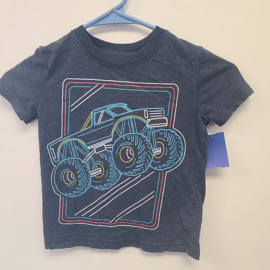 Navy Monster Truck Jumping Bean Shirt, 4T B