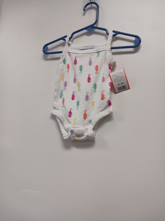 White/Colorful Seahorse Old Navy Tank Top Onesie, NB G