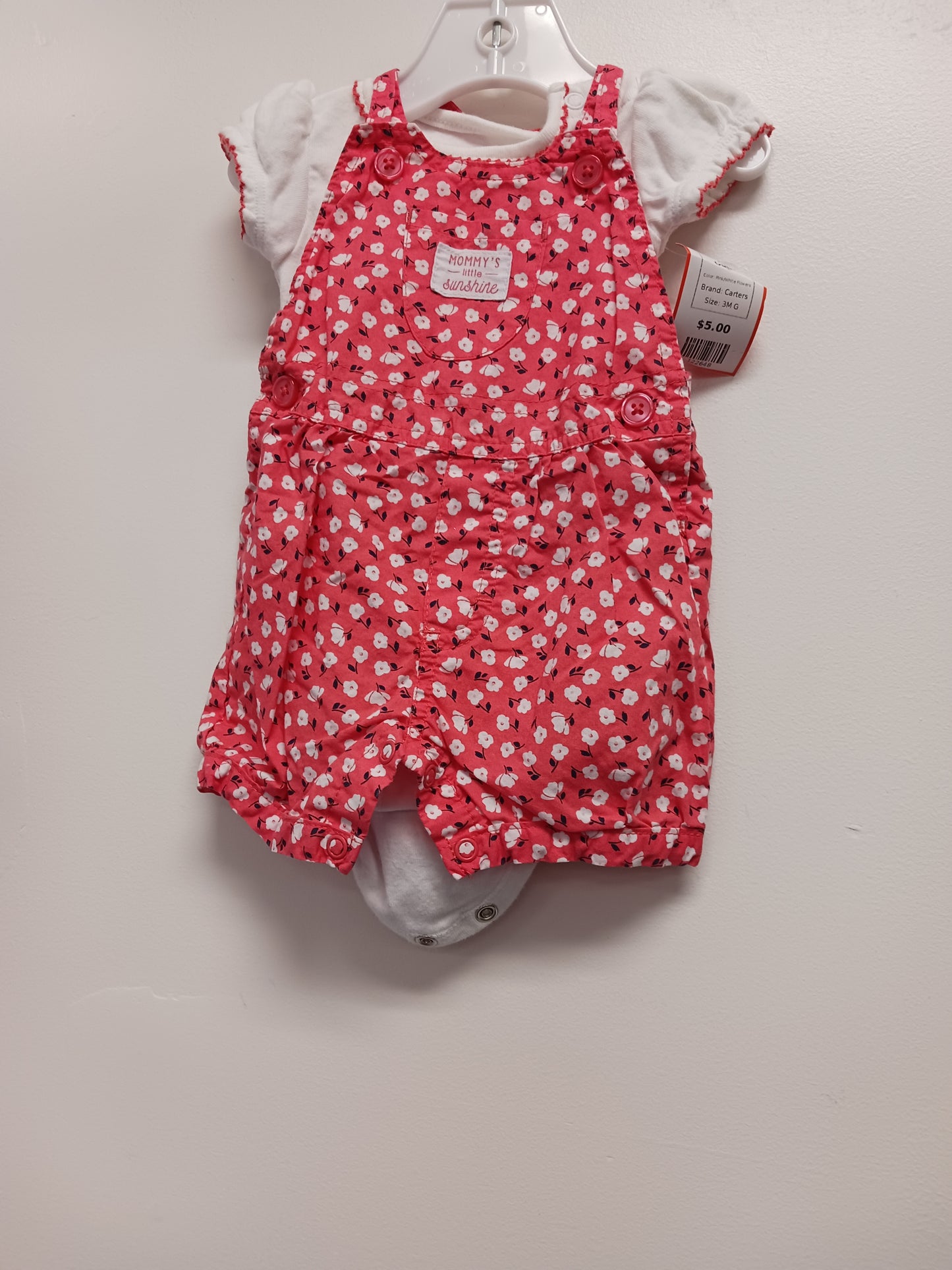 Pink/White Flowers Carters Outfit, 3M G