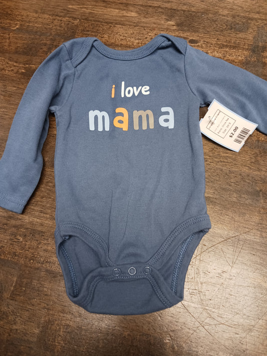 Blue I Love Mama Chick Pea Longsleeve Onesie, 3M B