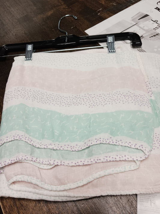 white/green/pink Lulujo Striped Blanket