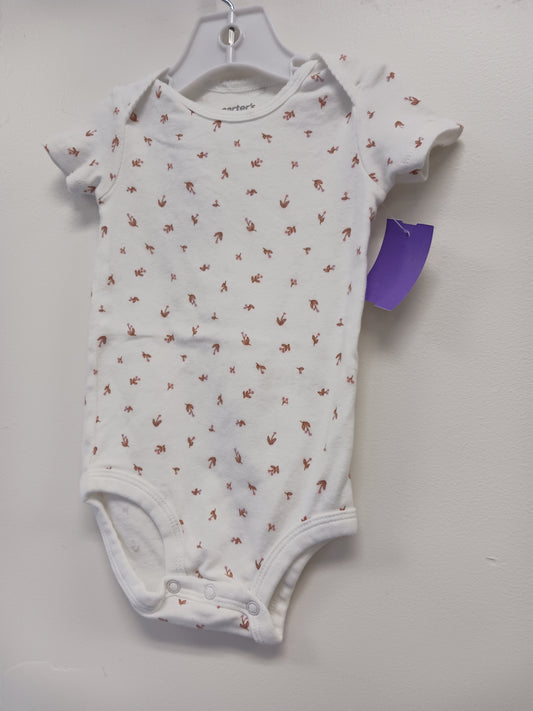 White/Brown Flower Carters Onesie, 9M G