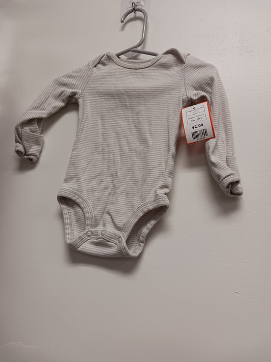 Grey/White Striped Carters Longsleeve Onesie, 3M B