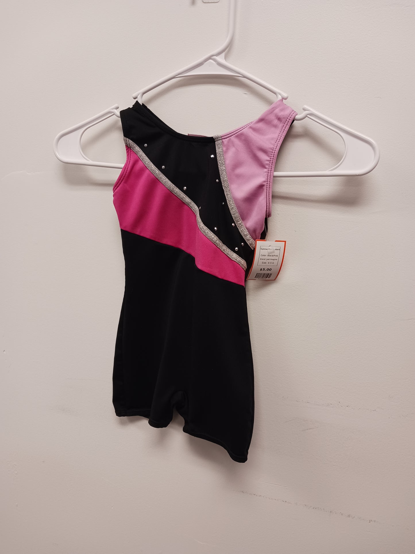 Black/Pink Just Imagine Gymnastics Leotard, 4-5 G