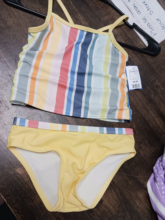 Yellow/Colorful Striped Wonder Nation Swim Suit, 5T G
