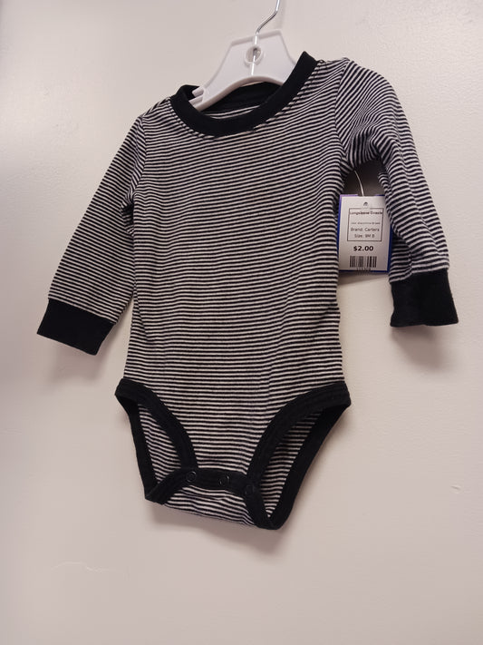 Black/White Striped Carters Longsleeve Onesie, 9M B