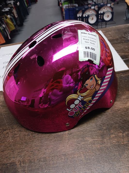 Pink/White Barbie Bike Helmet, Youth