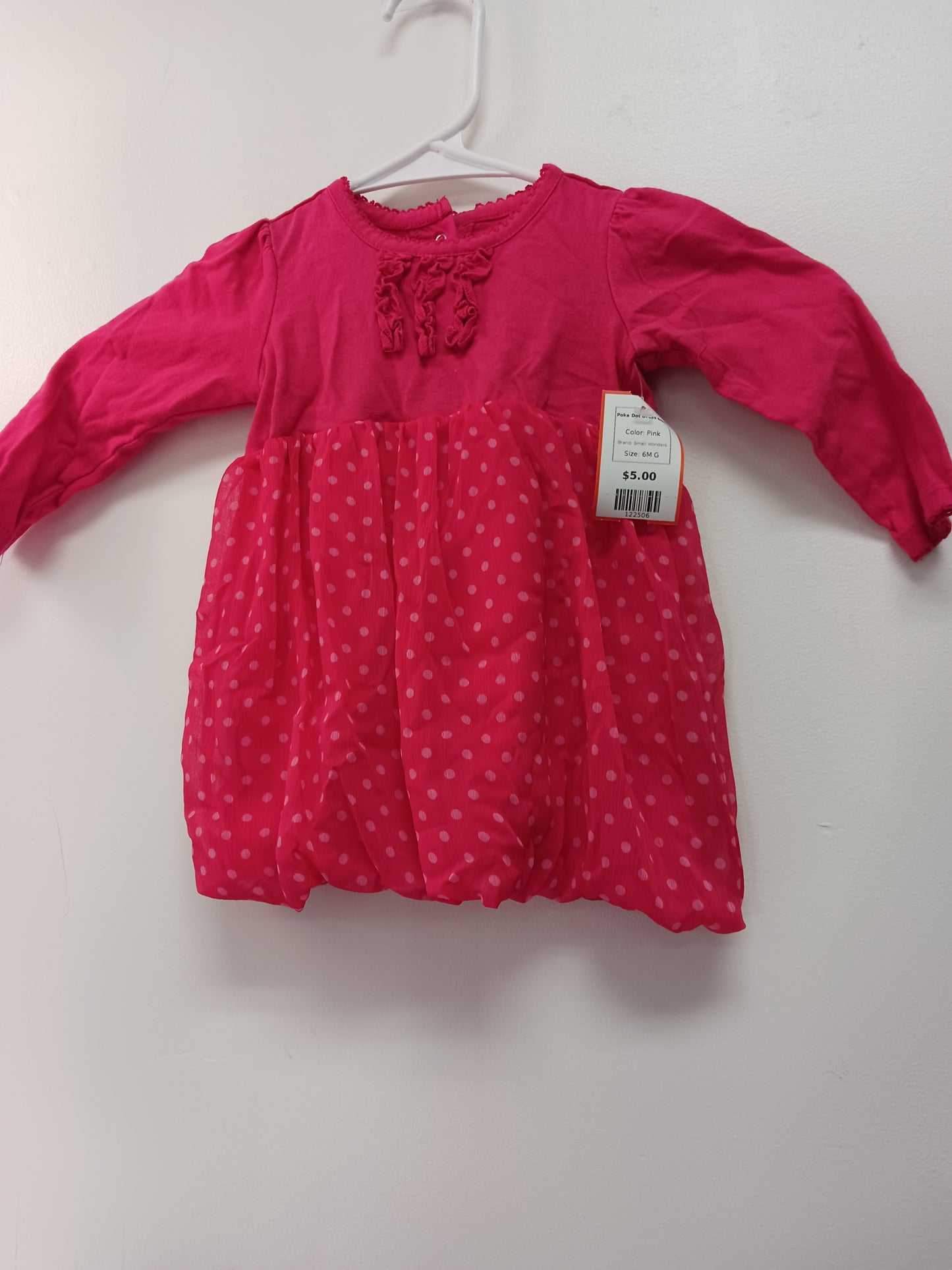 Pink Small Wonders Poka Dot Dress 6/9m, 6M G