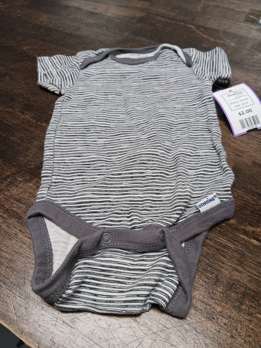 Grey/White Striped Gerber Onesie, NB B