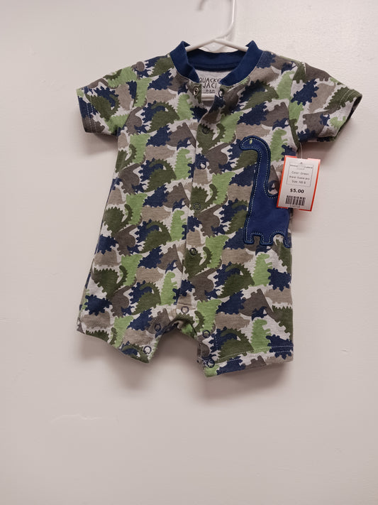 Green Quaker Jack Dinosaur One piece, NB B