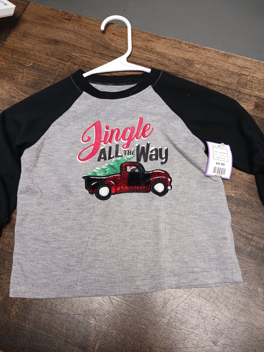 grey/black Holiday #Fam Jams Long Sleeve Christmas Tshirt 2-3T, 2T B