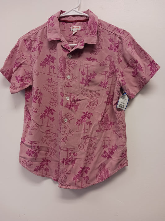 pink Cat & Jack Dinosaur Button Down Shirt 10/12, 10 G
