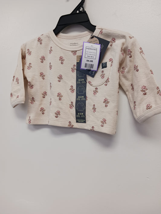 Cream/Pink Flower Modern Moments Longsleeve Shirt, NB G