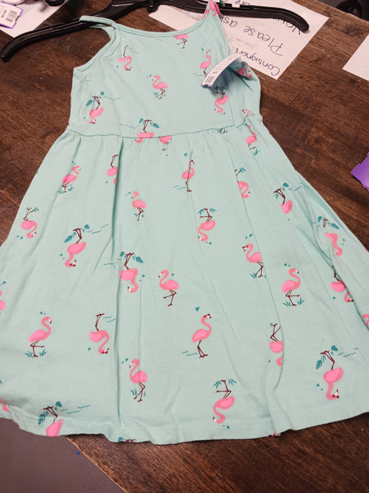 Blue/Pink Flamingo Jumping Bean Dress, 4T G