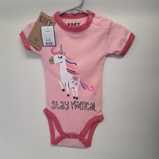 Pink Unicorn Lazy One Onesie, 6M G