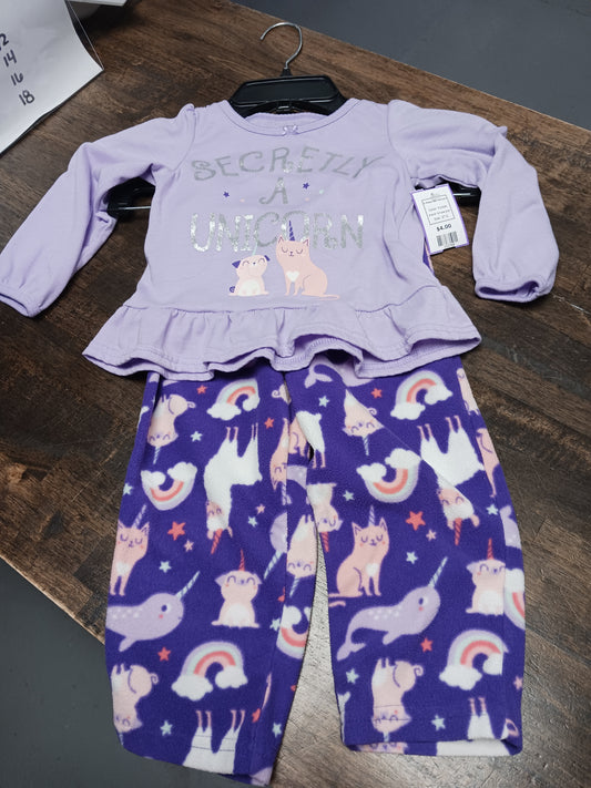 Purple Simple Joys 2 Piece PJS Unicorn, 2T G