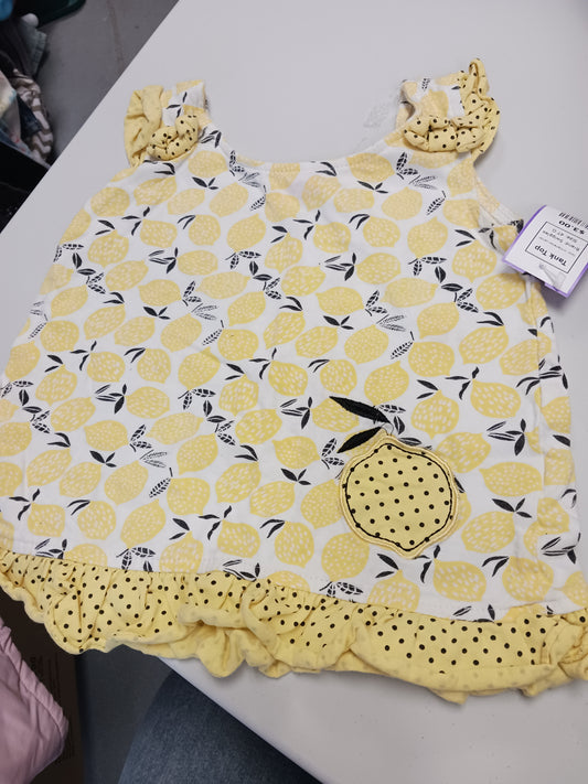 White/Yellow Lemon Swiggles Tank Top, 4T G