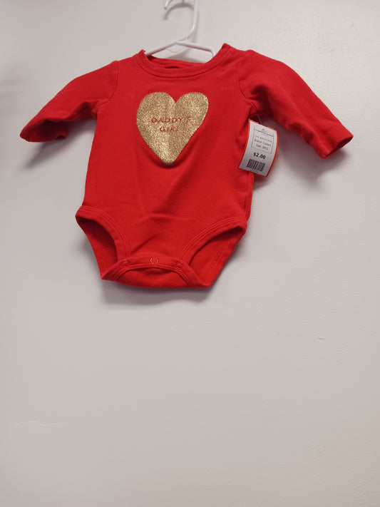 Red/Gold Heart Carters Longsleeve Onesie, 3M G